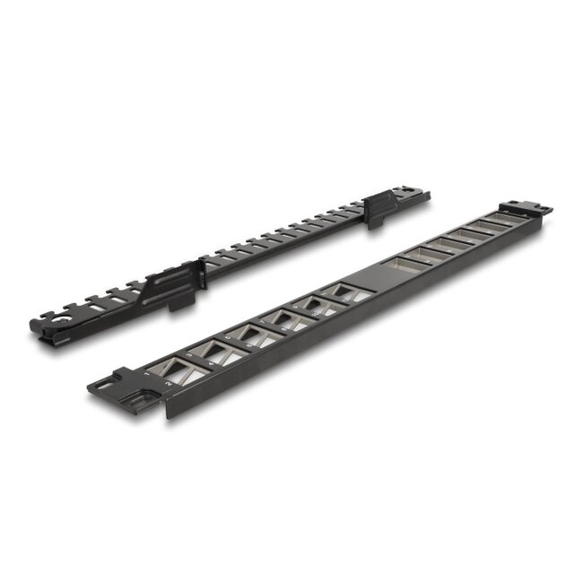 Delock 19″ Keystone Patch Panel 24 port angled with strain relief black