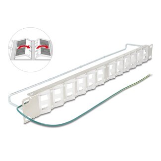 DeLOCK Delock 19″ Keystone Patch Panel with 24 tiltable ports and strain relief
