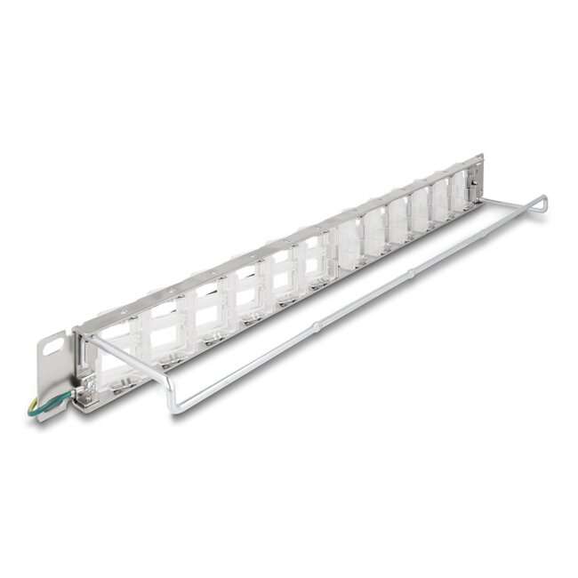 Delock 19″ Keystone Patch Panel with 24 tiltable ports and strain relief