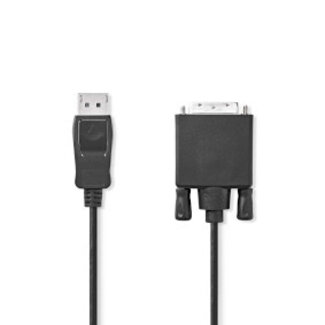 Nedis DisplayPort-Kabel | DisplayPort Male | DVI-D 24+1-Pins Male | 1080p | Vernikkeld | 1.00 m | Rond | PVC | Zwart | Label