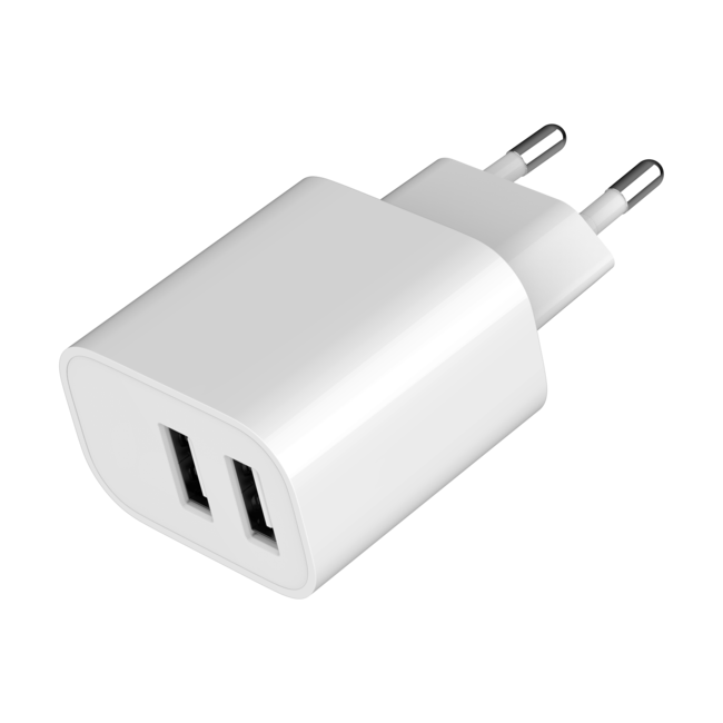 Universele USB lader, 2X USB 2.1A, Mix Color