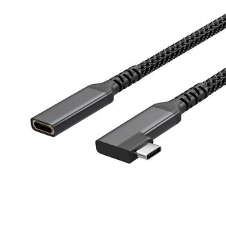 S-Impuls Flexline®--USB-C Verlängerungskabel, USB C Stecker auf USB-C Buchse, 3.2, 90°, PD, Textil, 1,5m
