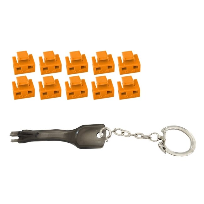 RJ45 poortslot set | 10 stuks met sleutel | oranje