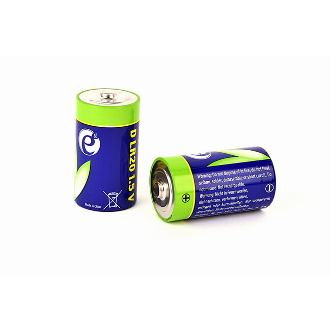 Alkaline D-cell batterij, 2 stuks