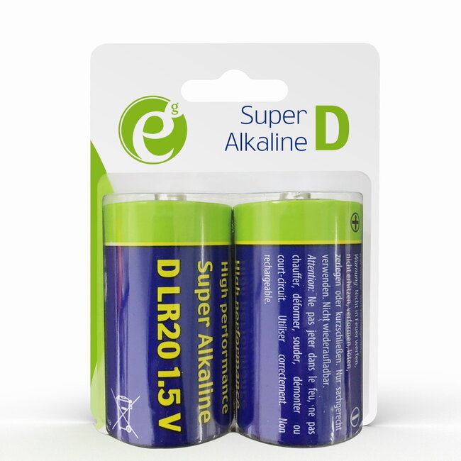 Alkaline D-cell batterij, 2 stuks