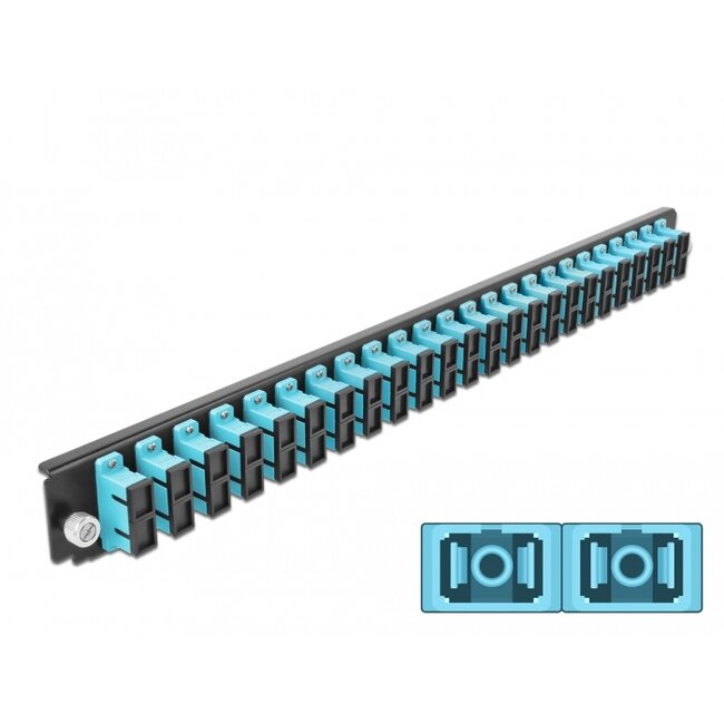 Delock 19″ Splice Box Front Panel 24 port SC Duplex aqua