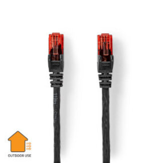 Nedis CAT6 Netwerkkabel | RJ45 Male | RJ45 Male | U/UTP | 30.0 m | Buitenshuis | Rond | PE | Zwart | Label