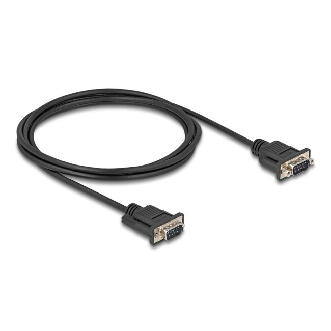 Delock Serial Cable RS-232 D-Sub9 male to male with narrow plug housing 2 m