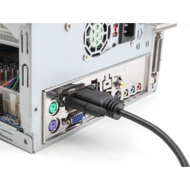 Delock Serial Cable RS-232 D-Sub9 male to female with narrow plug housing 2 m