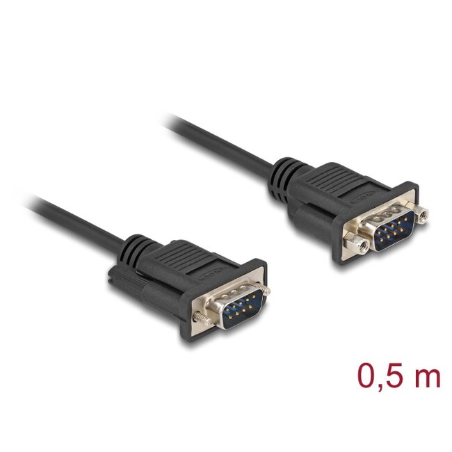 Delock Serial Cable RS-232 D-Sub9 male to male with narrow plug housing 0.5 m