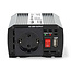 Inverter Gemodificeerde Sinusgolf | Ingangsvoltage: 12 V DC | Apparaat stroomoutput: Type F (CEE 7/3) / USB-A | 230 V AC 50 Hz | 300 W | Piekvermogen: 600 W | Accuklemmen + Aansteker | Zilver