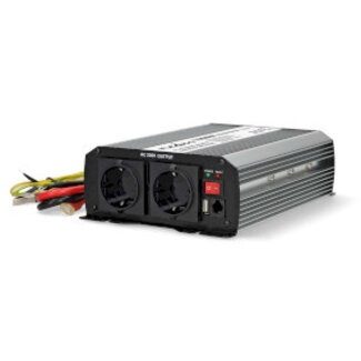 Nedis Inverter Gemodificeerde Sinusgolf | Ingangsvoltage: 24 V DC | Apparaat stroomoutput: Type F (CEE 7/3) / USB-A | 230 V AC 50 Hz | 1000 W | Piekvermogen: 2000 W | Screw Terminal | Zilver