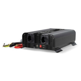 Nedis Inverter Pure Sinusgolf | Ingangsvoltage: 12 V DC | Apparaat stroomoutput: Type F (CEE 7/3) / USB-A / USB-C™ | 230 V AC 50 Hz | 2000 W | Piekvermogen: 4000 W | Screw Terminal | Zuivere Sinusgolf | Zekering | Zwart