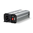 Inverter Gemodificeerde Sinusgolf | Ingangsvoltage: 12 V DC | Apparaat stroomoutput: Type F (CEE 7/3) / USB-A | 230 V AC 50 Hz | 600 W | Piekvermogen: 1200 W | Accuklemmen + Aansteker | Zilver