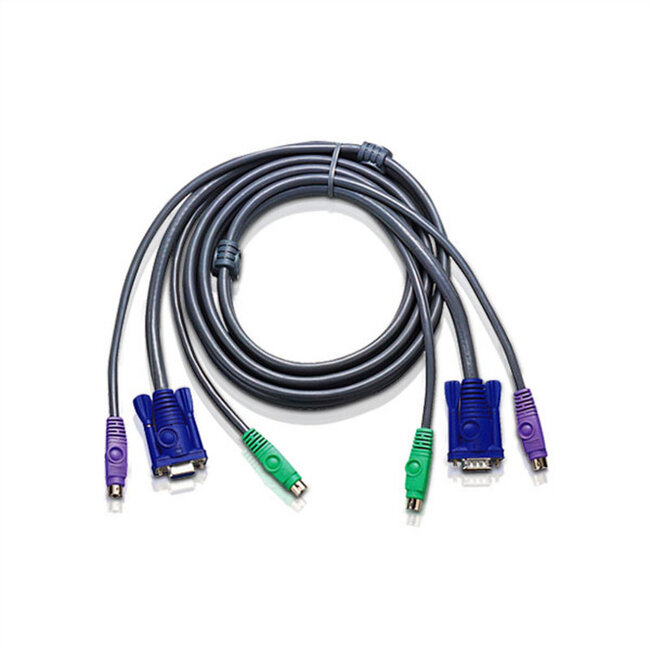 ATEN 2L-5002P/C KVM PS/2 VGA-kabel, grijs, 1,8 m