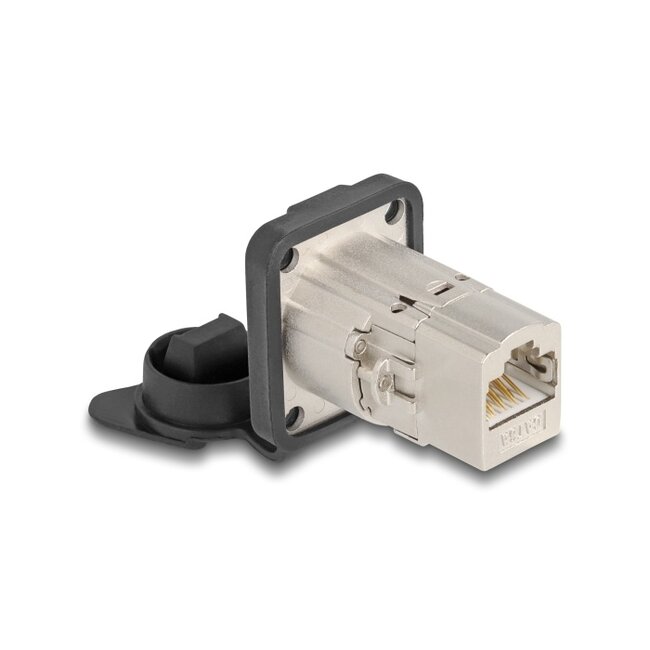 Delock D-Type RJ45 built-in connector / coupler Cat.6A STP with protective cap IP66 dust and waterproof