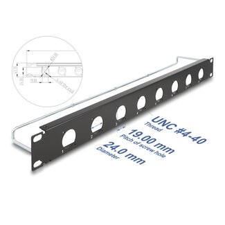 DeLOCK Delock 19″ D-Type Patch Panel with strain relief 8 port 1U black