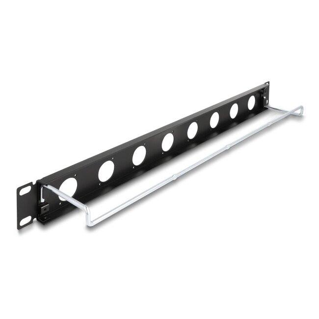 Delock 19″ D-Type Patch Panel with strain relief 8 port 1U black