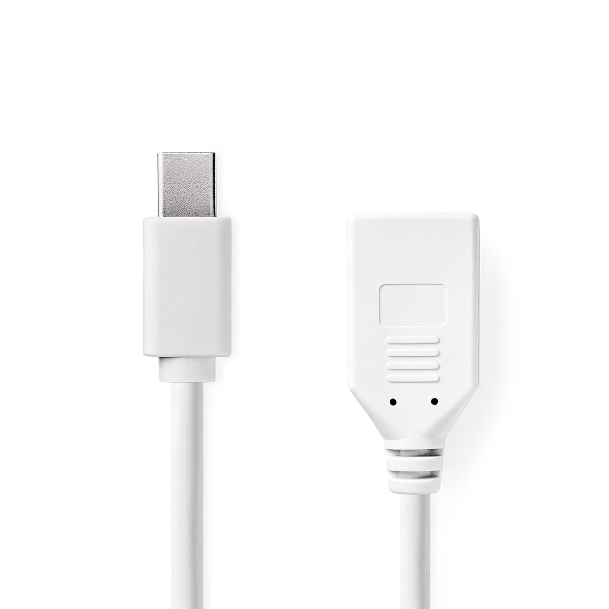 Nedis Mini DisplayPort-Kabel - DisplayPort 1.2 - Mini-DisplayPort Male - DisplayPort Female - 21.6 Gbps - Vernikkeld - 0.20 m - Rond - PVC - Wit - Doos