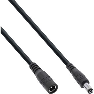 InLine DC verlengkabel | 5,5 x 2,1mm | max. 140W | AWG18 | zwart | 1 meter