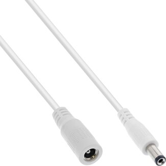 InLine DC verlengkabel | 5,5 x 2,5mm | max. 140W | AWG18 | wit | 0,50 meter