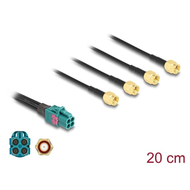 Delock Cable Mini FAKRA Z jack quad to 4 x SMA plug