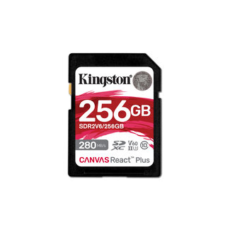 KINGSTON TECHNOLOGY Kingston Technology 256GB Canvas React Plus SDXC UHS-II 280R/150W U3 V60 voor Full HD/4K