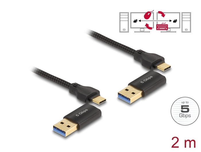 DeLOCK 83014 USB-kabel USB 3.2 Gen 1 (3.1 Gen 1) 2 m USB C Zwart