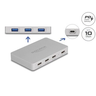 DeLOCK Delock 7 Port USB Hub with 4 x USB Type-C™ female and 3 x USB Type-A female with PD 82 W