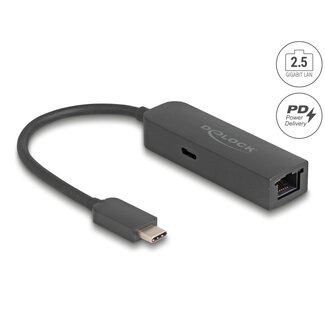 DeLOCK Delock USB Type-C™ Adapter to 2.5 Gigabit LAN with Power Delivery 100 watt