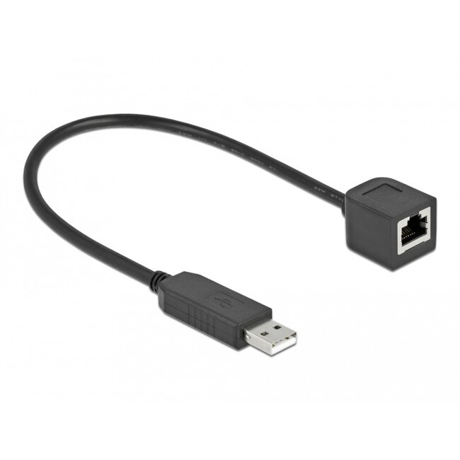 Delock Serial Connection Cable with FTDI chipset, USB 2.0 Type-A male to RS-232 RJ45 female 25 cm black