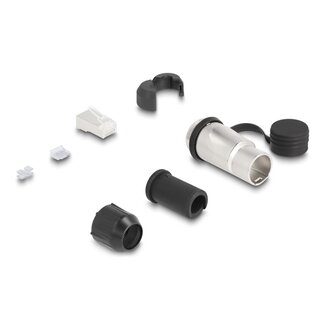 DeLOCK RJ45 Modular Plug for self-assembly Cat.6A with robust cable plug housing and protective cap suitable for the Delock feed-through couplers 67061 and 67062