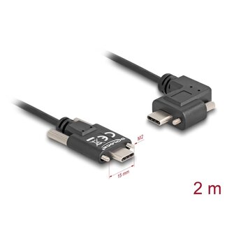 DeLOCK Delock USB 2.0 Cable USB Type-C™ male with screws to USB Type-C™ male with screws angled left / right PD 3.0 60 W 2 m