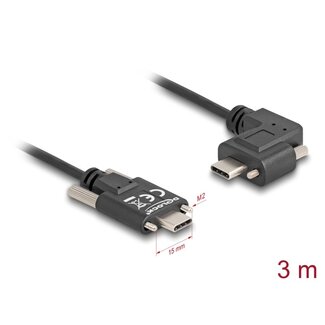 DeLOCK Delock USB 2.0 Cable USB Type-C™ male with screws to USB Type-C™ male with screws angled left / right PD 3.0 60 W 3 m