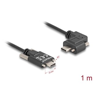 DeLOCK Delock USB 2.0 Cable USB Type-C™ male with screws to USB Type-C™ male with screws angled left / right PD 3.0 60 W 1 m