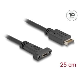 DeLOCK Delock USB 10 Gbps Cable USB Type-E Key A 20 pin male to USB Type-C™ female panel-mount 25 cm