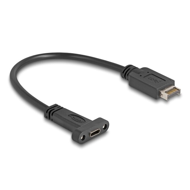 Delock USB 10 Gbps Cable USB Type-E Key A 20 pin male to USB Type-C™ female panel-mount 25 cm