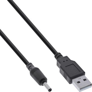 InLine USB-A (m) - DC plug (m) | 3,5 x 1,35mm | max. 5V/3A (15W) | zwart | 1 meter