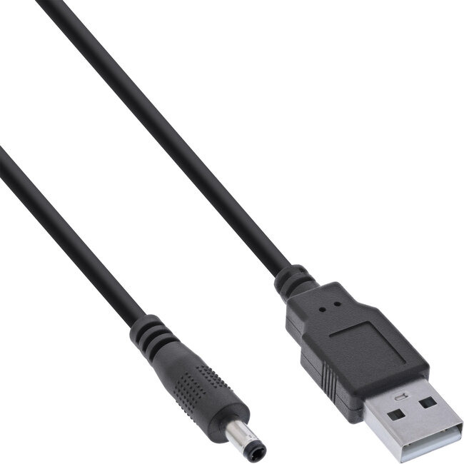 USB-A (m) - DC plug (m) | 4,0 x 1,7mm | max. 5V/3A (15W) | zwart | 1 meter