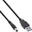 USB-A (m) - DC plug (m) | 5,5 x 2,1mm | max. 5V/3A (15W) | zwart | 1 meter