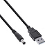 USB-A - DC plug kabel | 5,5 x 2,5mm | max. 5V/3A (15W) | zwart | 1 meter