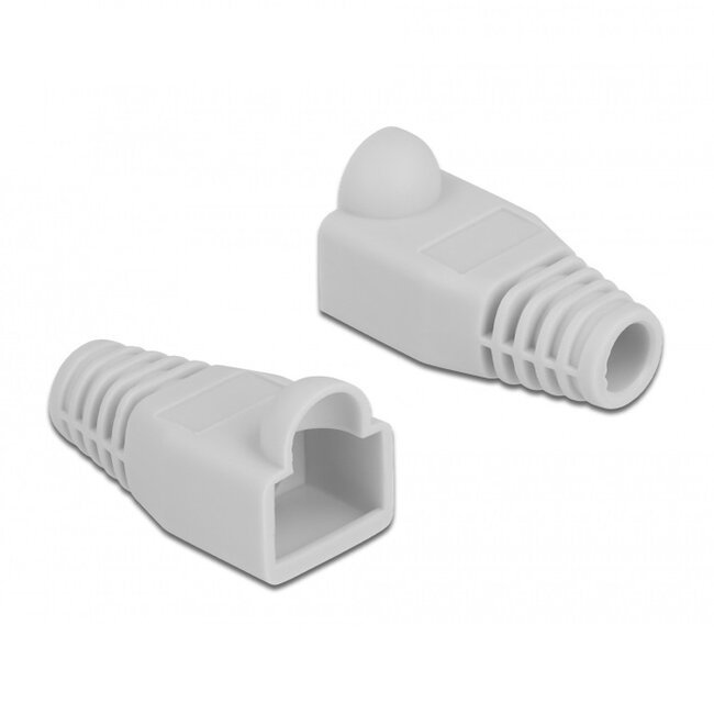 RJ45 netwerkplug huls | kabel tot 6mm | 20 stuks | grijs