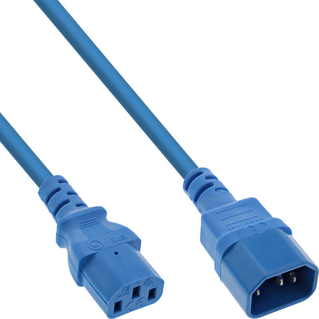 InLine® Power cable extension, C13 to C14, blue, 1.5m