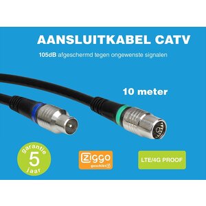 Technetix RLA++10 4G/LTE proof IEC (m) - IEC (v) coaxkabel | 10 meter