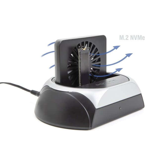 Delock USB 10 Gbps Docking Station for 2.5″ / 3.5″ SATA HDD / SSD or M.2 NVMe PCIe or SATA SSD with fan