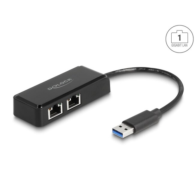 Delock USB Type-A Adapter to 2 x Gigabit LAN