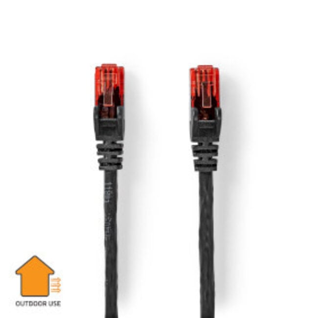 CAT6 Netwerkkabel | RJ45 Male | RJ45 Male | U/UTP | 20.0 m | Buitenshuis | Rond | PE | Zwart | Label