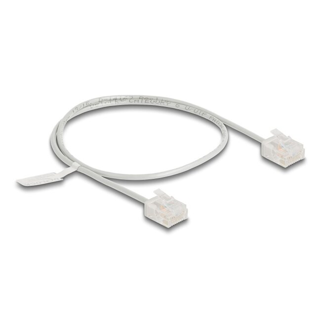 Delock RJ45 Network Cable Cat.6 UTP Ultra Slim 0.5 m grey with short plugs
