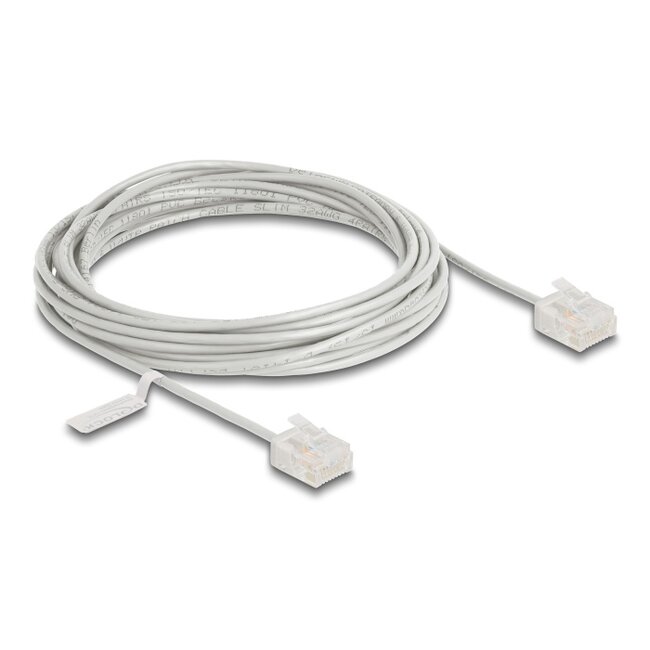 Delock RJ45 Network Cable Cat.6 UTP Ultra Slim 5 m grey with short plugs