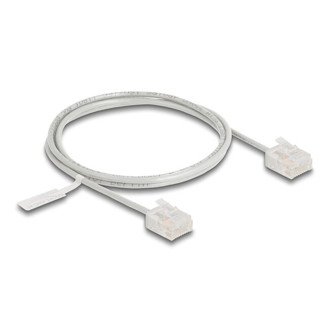 Delock RJ45 Network Cable Cat.6 UTP Ultra Slim 1 m grey with short plugs